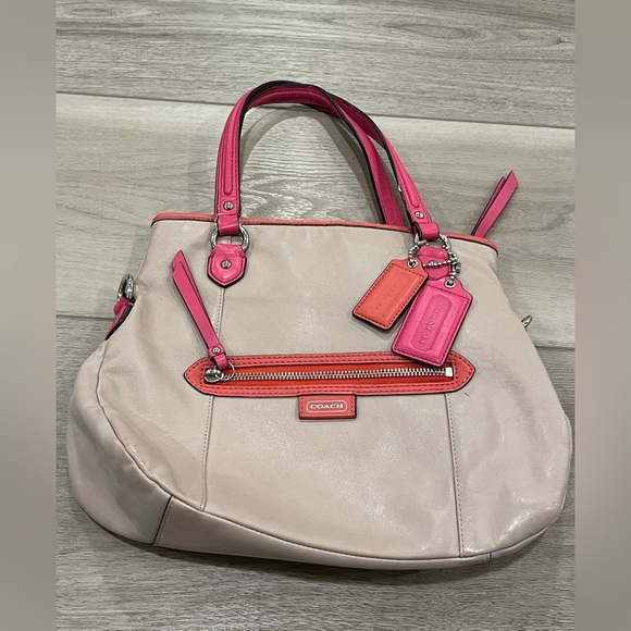 Coach Daisy Spectator Leather Emma Tote F23911 Beige/pink - Picture 1 of 9